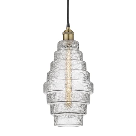 A large image of the Innovations Lighting 616-1P-18-8 Cascade Pendant Black Antique Brass / Clear