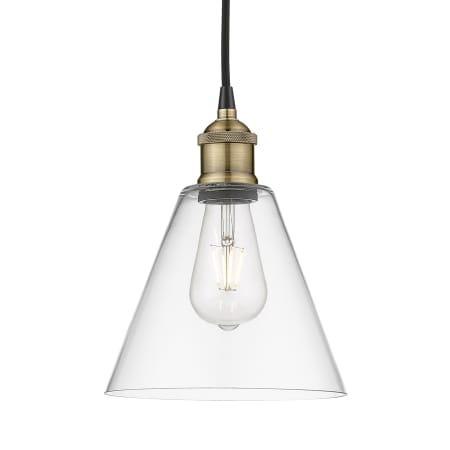 A large image of the Innovations Lighting 616-1P-11-8 Berkshire Pendant Black Antique Brass / Clear