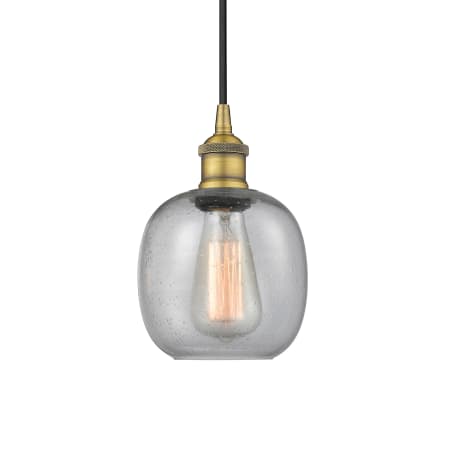 A large image of the Innovations Lighting 616-1P-10-6 Belfast Pendant Brushed Brass / Seedy