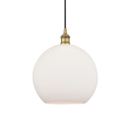 A large image of the Innovations Lighting 616-1P-14-12 Athens Pendant Brushed Brass / Matte White