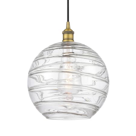 A large image of the Innovations Lighting 616-1P-15-12 Athens Pendant Brushed Brass / Clear Deco Swirl