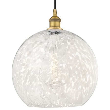 A large image of the Innovations Lighting 616-1P 17 14 White Mouchette Pendant Brushed Brass