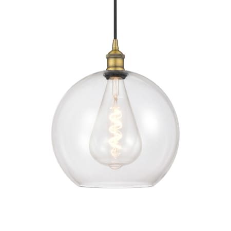 A large image of the Innovations Lighting 616-1P-14-12 Athens Pendant Brushed Brass / Clear