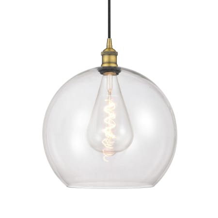 A large image of the Innovations Lighting 616-1P-17-14 Athens Pendant Brushed Brass / Clear