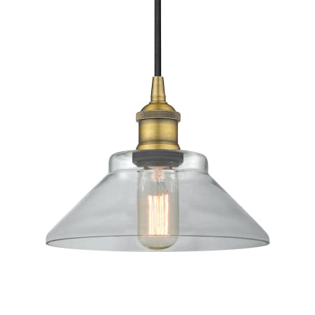 A large image of the Innovations Lighting 616-1P-8-8 Orwell Pendant Brushed Brass / Clear