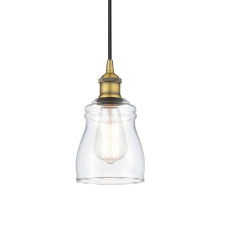 A large image of the Innovations Lighting 616-1P-10-5 Ellery Pendant Brushed Brass / Clear