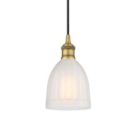 A large image of the Innovations Lighting 616-1P-10-6 Brookfield Pendant Brushed Brass / White