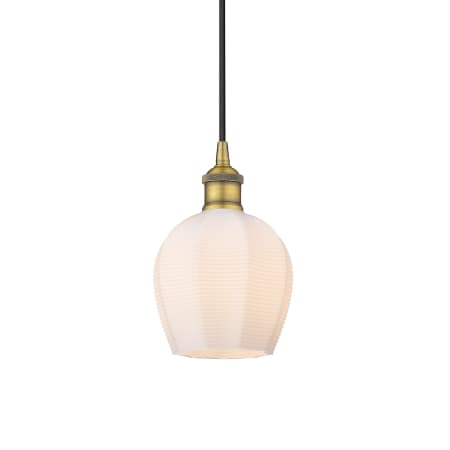 A large image of the Innovations Lighting 616-1P-10-6 Norfolk Pendant Brushed Brass / Matte White