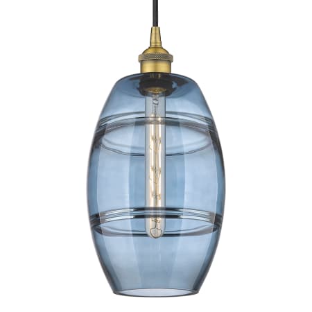 A large image of the Innovations Lighting 616-1P 10 8 Vaz Pendant Brushed Brass / Princess Blue