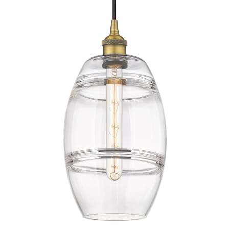 A large image of the Innovations Lighting 616-1P 10 8 Vaz Pendant Brushed Brass / Clear