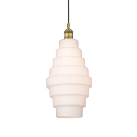 A large image of the Innovations Lighting 616-1P-18-8 Cascade Pendant Brushed Brass / White