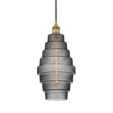 A large image of the Innovations Lighting 616-1P-18-8 Cascade Pendant Brushed Brass / Smoked