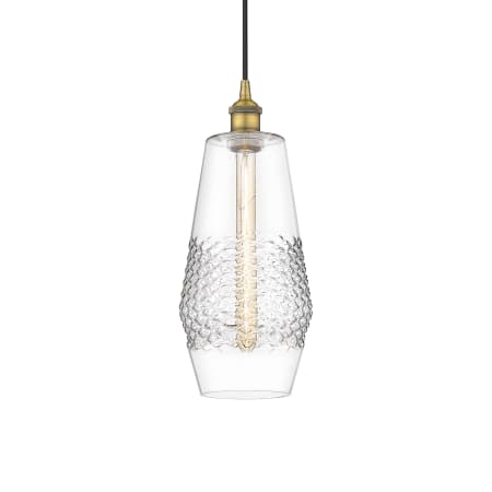 A large image of the Innovations Lighting 616-1P-17-7 Windham Pendant Brushed Brass / Clear