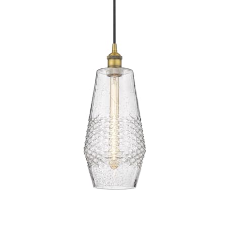 A large image of the Innovations Lighting 616-1P-17-7 Windham Pendant Brushed Brass / Seedy