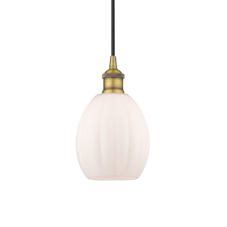 A large image of the Innovations Lighting 616-1P-11-6 Eaton Pendant Brushed Brass / Matte White