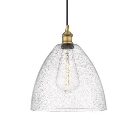 A large image of the Innovations Lighting 616-1P-14-12 Edison Dome Pendant Brushed Brass / Seedy