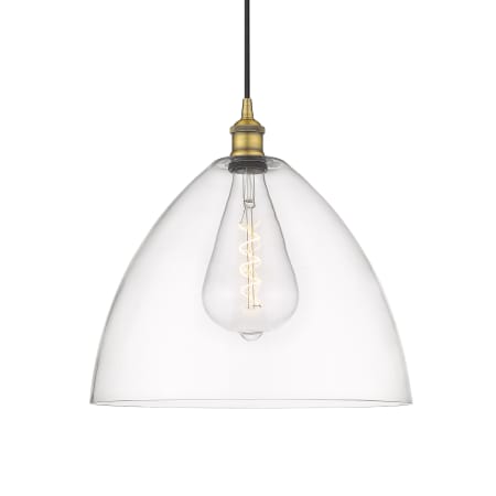 A large image of the Innovations Lighting 616-1P-18-16 Edison Dome Pendant Brushed Brass / Clear