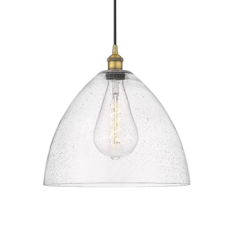 A large image of the Innovations Lighting 616-1P-18-16 Edison Dome Pendant Brushed Brass / Seedy