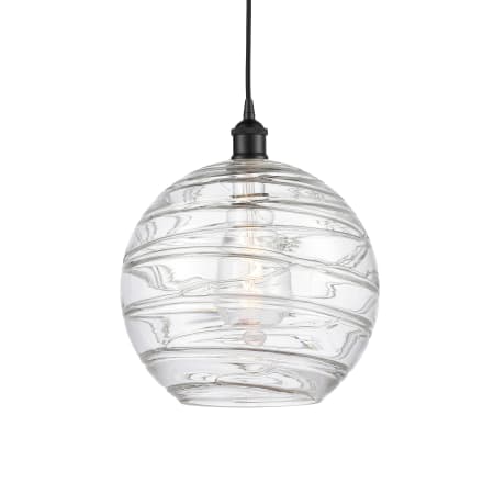 A large image of the Innovations Lighting 616-1P-15-12 Athens Pendant Matte Black / Clear Deco Swirl