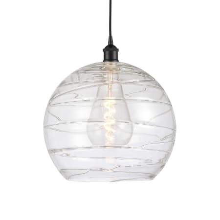 A large image of the Innovations Lighting 616-1P-16-13 Athens Pendant Matte Black / Clear Deco Swirl