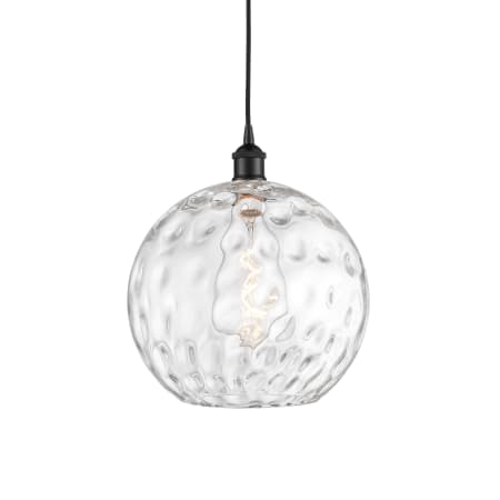 A large image of the Innovations Lighting 616-1P-15-12 Athens Pendant Matte Black / Clear Water Glass