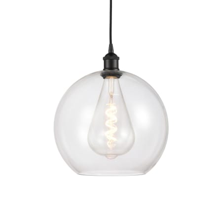 A large image of the Innovations Lighting 616-1P-14-12 Athens Pendant Matte Black / Clear