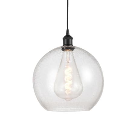 A large image of the Innovations Lighting 616-1P-14-12 Athens Pendant Matte Black / Seedy