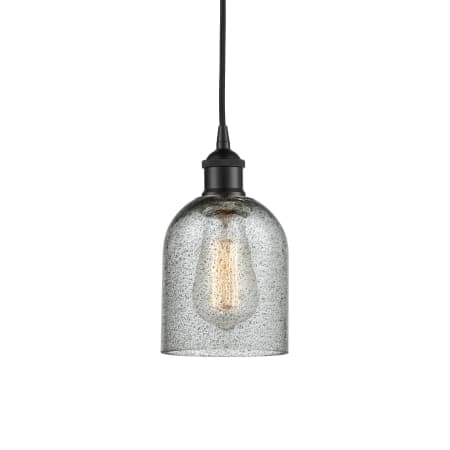 A large image of the Innovations Lighting 616-1P-10-5 Caledonia Pendant Matte Black / Charcoal