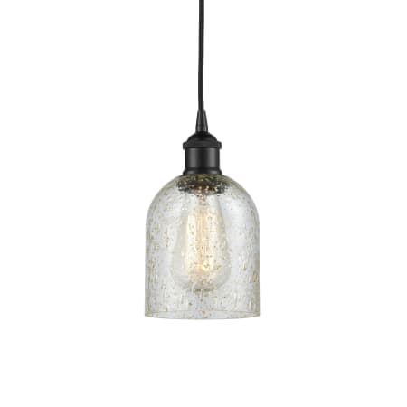 A large image of the Innovations Lighting 616-1P-10-5 Caledonia Pendant Matte Black / Mica