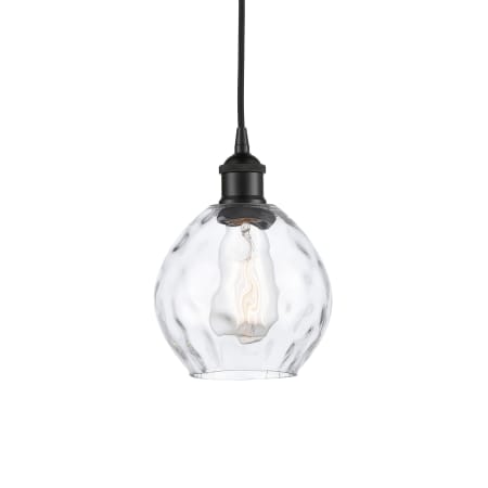 A large image of the Innovations Lighting 616-1P-9-6 Waverly Pendant Matte Black / Clear