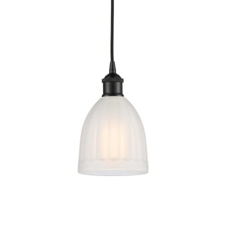 A large image of the Innovations Lighting 616-1P-10-6 Brookfield Pendant Matte Black / White