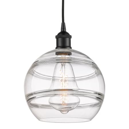 A large image of the Innovations Lighting 616-1P 12 10 Rochester Pendant Matte Black / Clear