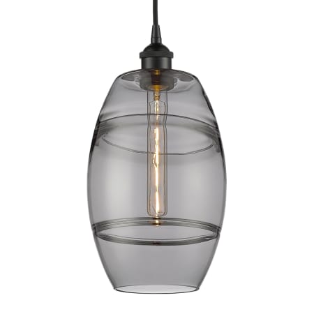 A large image of the Innovations Lighting 616-1P 10 8 Vaz Pendant Matte Black / Light Smoke