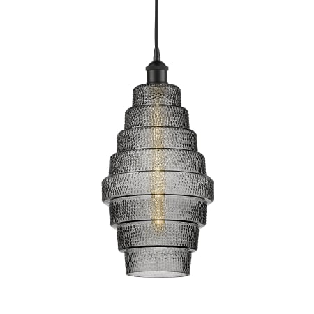 A large image of the Innovations Lighting 616-1P-18-8 Cascade Pendant Matte Black / Smoked