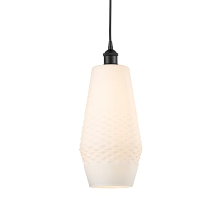 A large image of the Innovations Lighting 616-1P-17-7 Windham Pendant Matte Black / White