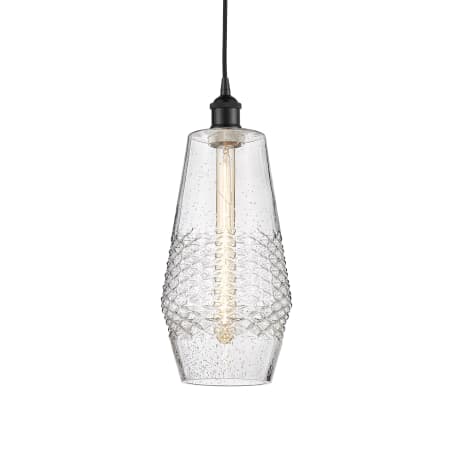 A large image of the Innovations Lighting 616-1P-17-7 Windham Pendant Matte Black / Seedy