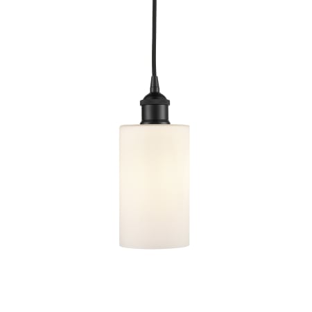 A large image of the Innovations Lighting 616-1P-10-4 Clymer Pendant Matte Black / Matte White