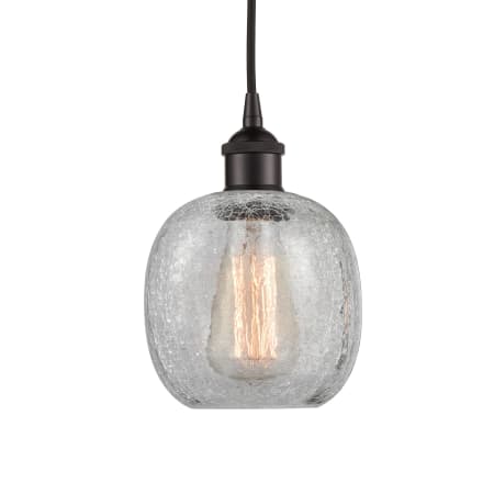 A large image of the Innovations Lighting 616-1P-10-6 Belfast Pendant Oil Rubbed Bronze / Clear Crackle