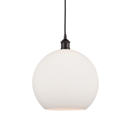 A large image of the Innovations Lighting 616-1P-14-12 Athens Pendant Oil Rubbed Bronze / Matte White