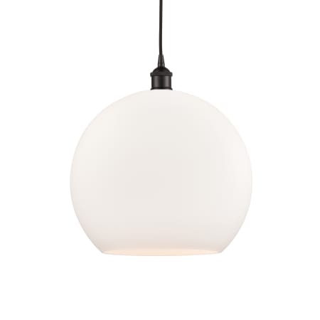 A large image of the Innovations Lighting 616-1P-17-14 Athens Pendant Oil Rubbed Bronze / Matte White