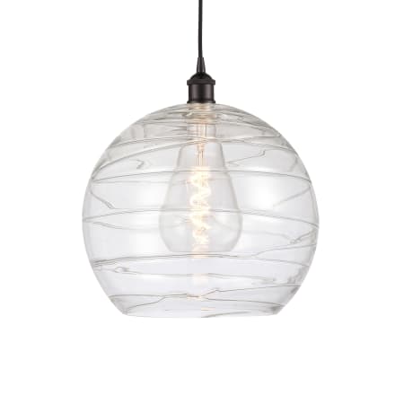 A large image of the Innovations Lighting 616-1P-16-13 Athens Pendant Oil Rubbed Bronze / Clear Deco Swirl