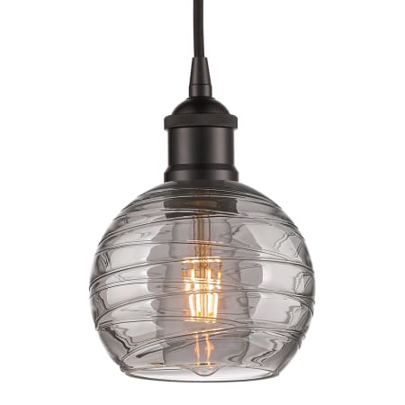 A large image of the Innovations Lighting 616-1P 8 6 Athens Deco Swirl Pendant Oil Rubbed Bronze / Light Smoke Deco Swirl