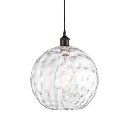 A large image of the Innovations Lighting 616-1P-15-12 Athens Pendant Oil Rubbed Bronze / Clear Water Glass