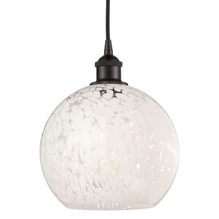 A large image of the Innovations Lighting 616-1P 12 10 White Mouchette Pendant Oil Rubbed Bronze