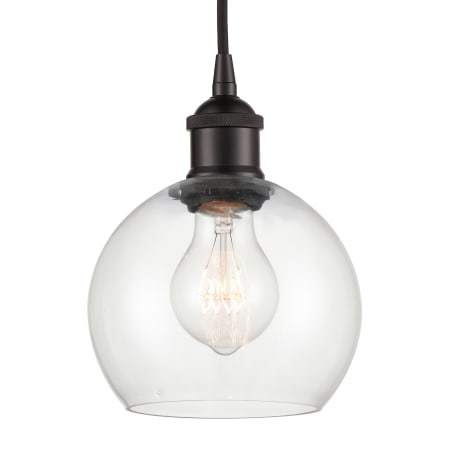 A large image of the Innovations Lighting 616-1P-9-6 Athens Pendant Oil Rubbed Bronze / Clear