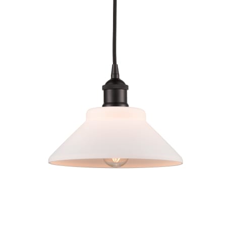 A large image of the Innovations Lighting 616-1P-8-8 Orwell Pendant Oil Rubbed Bronze / Matte White