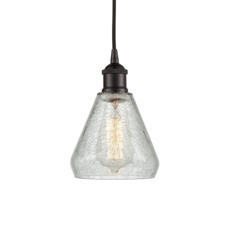 A large image of the Innovations Lighting 616-1P-11-6 Conesus Pendant Oil Rubbed Bronze / Clear Crackle