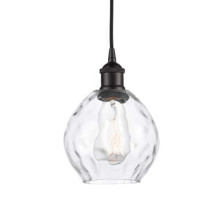 A large image of the Innovations Lighting 616-1P-9-6 Waverly Pendant Oil Rubbed Bronze / Clear
