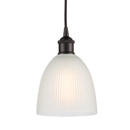 A large image of the Innovations Lighting 616-1P-10-6 Castile Pendant Oil Rubbed Bronze / White