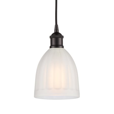 A large image of the Innovations Lighting 616-1P-10-6 Brookfield Pendant Oil Rubbed Bronze / White